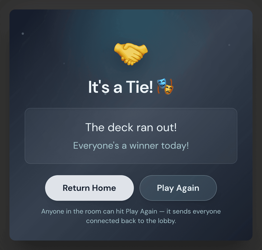 Tie game screen